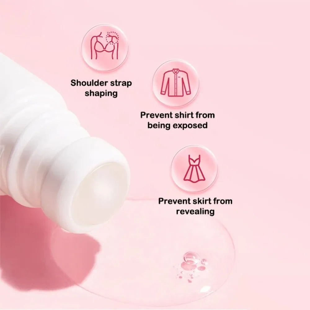 Portable 10G Anti-Slip Glue Roll on Adhesive Bra Non-Slip Fixed Anti-Exposure Body Skin Roll on Skin Adhesive for Clothing Dress